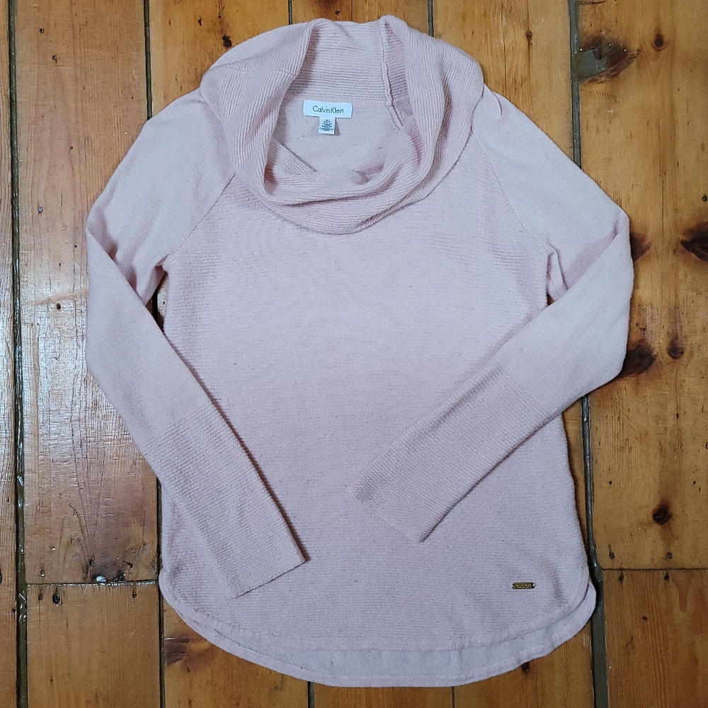 Calvin Klein Sweater Cowl Neck Pink Sz Small